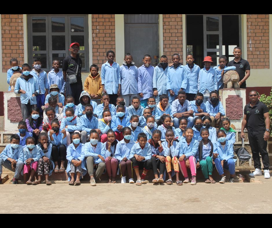 Donated laptops being received at Lycée Andohalo in Madagascar